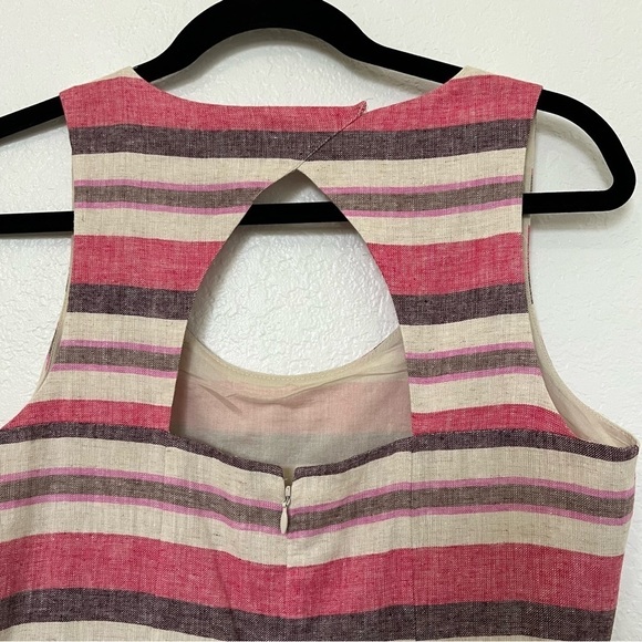 2/$30 Ann Taylor LOFT Linen Striped Sundress  Sleeveless Cutout Back.  SZ 2 - Picture 7 of 16